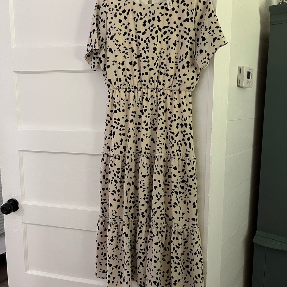 Stylish Black and Cream Polka Dot Dress